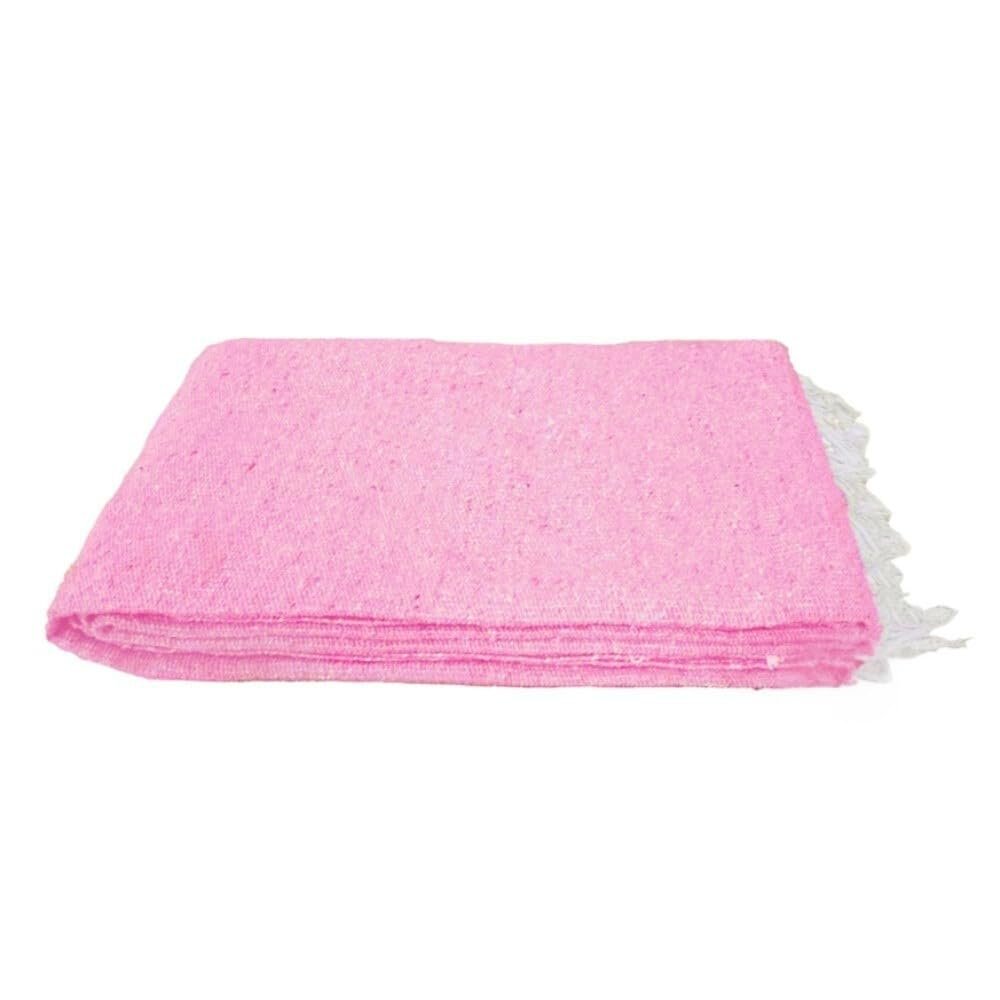 Open Road Goods Handmade Solid Color Yoga Blanket - Thick Mexican Blanket or Throw - Made for Yoga! (Pink Blanket)