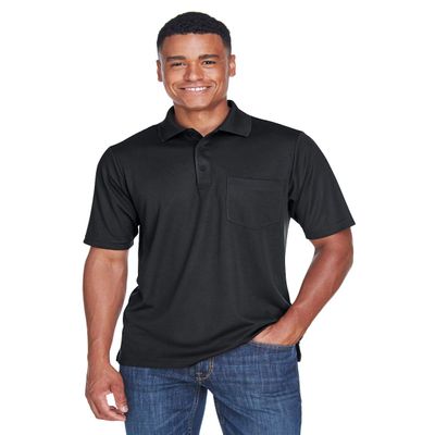 Ash City - Core 365 Men's Origin Performance Piqu Polo with Pocket L BLACK