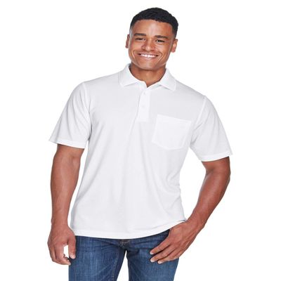Ash City - Core 365 Men's Origin Performance Piqu Polo with Pocket S WHITE