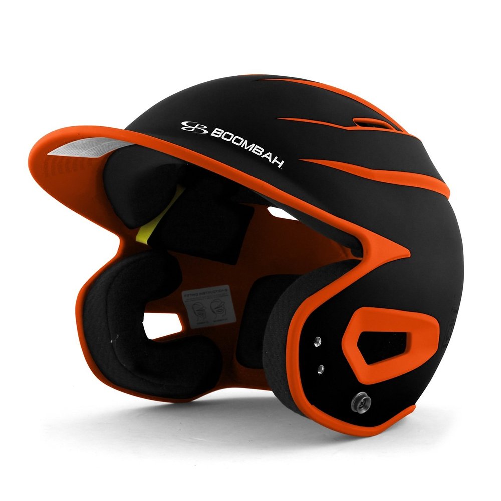 Boombah DEFCON Batting Helmet Sleek Profile Black/Orange - Size Junior 6 1/4" - 7"