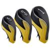 Andux Golf 460cc Driver Fairway Wood Head Covers with Zipper Closure Set of 3 (Black/Yellow) view 1