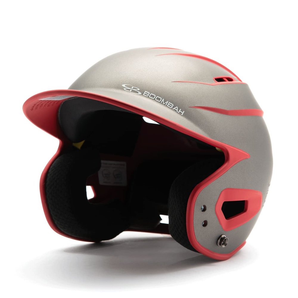 Boombah DEFCON Batting Helmet Sleek Profile Charcoal/Red - Size Junior 6 1/4" - 7"