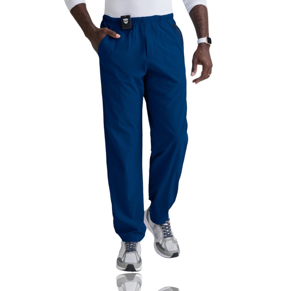 BARCO One Amplify Classic Fit Scrub Pant for Men Indigo, 7-Pocket Pants w/ 360 Spandex Stretch, Moisture Wicking, Anti-Static and Quick-Shed Medium, Short Fit