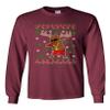 Long Sleeve Adult T-Shirt Rudolph Gangsta Sleigh Reindeer Cool Ugly Christmas Funny DT (X Large, Maroon) view 1