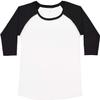 LAT Curvy Collection Women's Baseball Three-Quarter Sleeve Tee, White/Black, 1-14/16 view 1