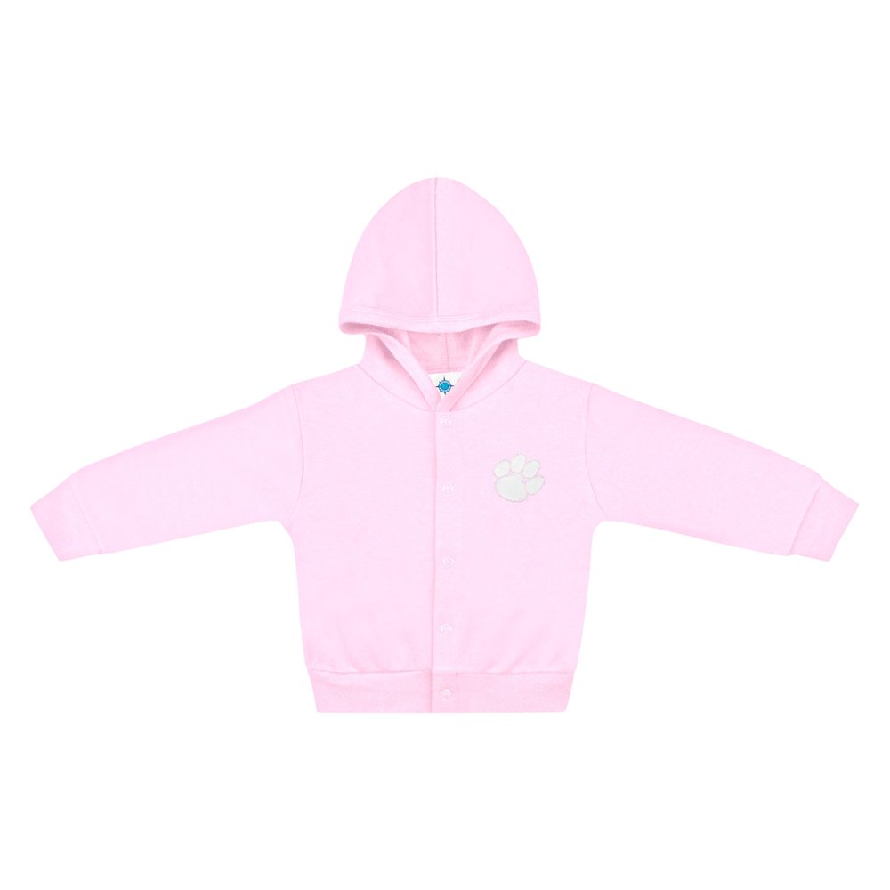 Creative Knitwear College Baby NCAA Officially Licensed Snap Hooded Jacket - Clemson Tigers Logo - Pink - 2T