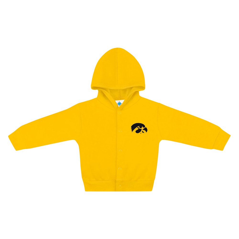 Creative Knitwear College Baby NCAA Officially Licensed Snap Hooded Jacket - Iowa Hawkeyes Logo - Gold - 3T