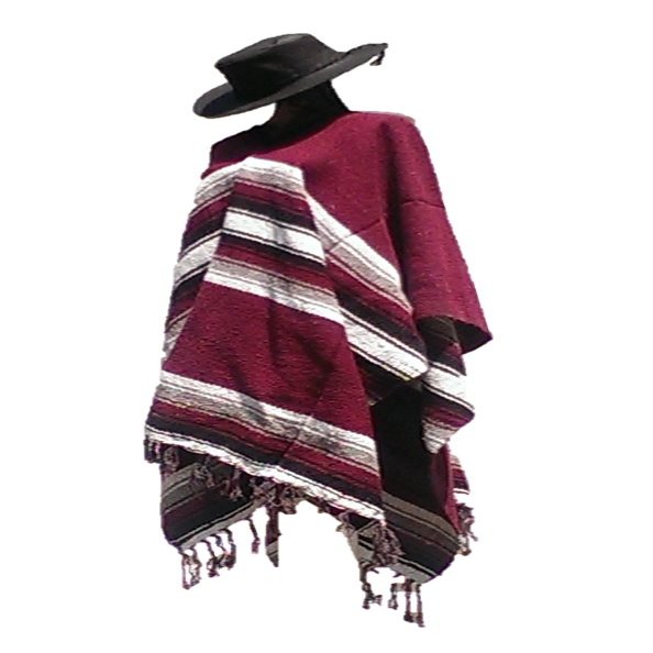 Sharpshooter Clint Eastwood Western Black Cowboy Hat & Burgandy Poncho Set (XX-Large Black Hat & Burgandy Poncho, XX-Large Black Hat & Burgandy Poncho)