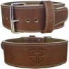 Steel Sweat Weight Lifting Belt - 4 Inches Wide by 10mm - Single Prong Powerlifting Belt that's Heavy Duty - Vegetable Tanned Leather - HYDE Brown Large view 1