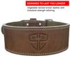 Steel Sweat Weight Lifting Belt - 4 Inches Wide by 10mm - Single Prong Powerlifting Belt that's Heavy Duty - Vegetable Tanned Leather - HYDE Brown Large view 3