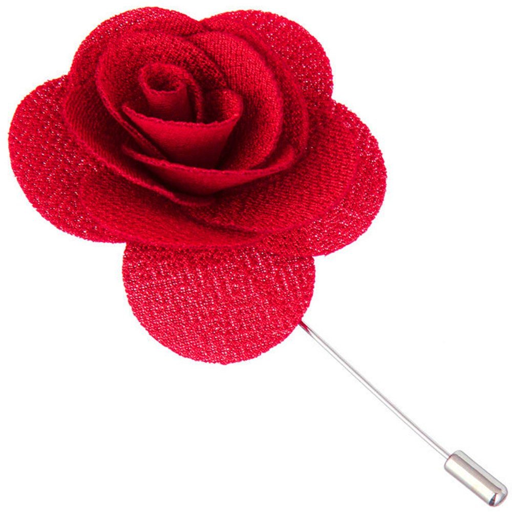 Flairs New York Gentleman's Essentials Premium Handmade Flower Lapel Pin Boutonniere (Pack of 1 Pin, Candy Red Begonia)