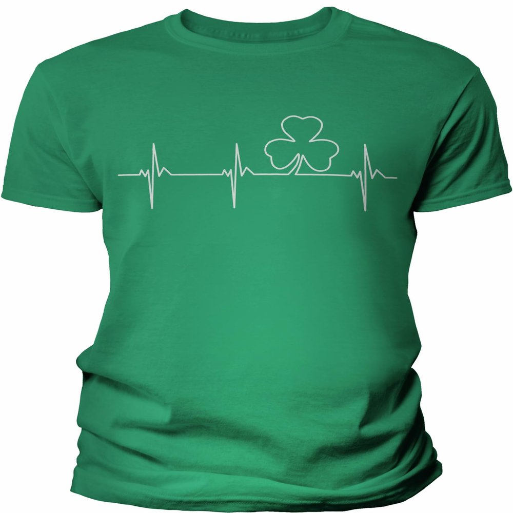 Irish Heartbeat - Irish Pride St Patricks Day Shirt for Men - F/Kelly-2X