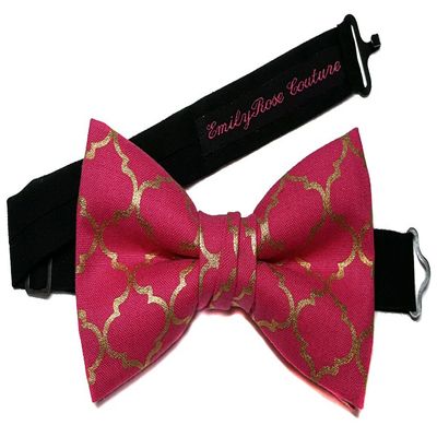 EmilyRose Couture Men's Special Prints Bow Ties (Group 2 of 2) (Adult-12 year olds or older, Pink Arabesque)