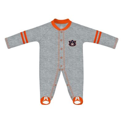 Creative Knitwear College Baby Infant Sports Shoe Footed Romper Long Sleeve- Auburn Tigers Logo, Oxford/Orange, Size 0-3 Months