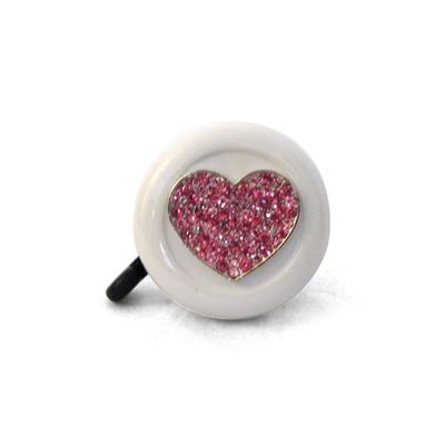 Cruiser Candy Super Bling Bicycle Bells, Rhinestone Bike Bells, Alloy Ringer for Nice Classic Bicycle Bell Ring Sound, Beach Cruiser, City Bike, Ebikes Universal Fit (Pink White Heart)