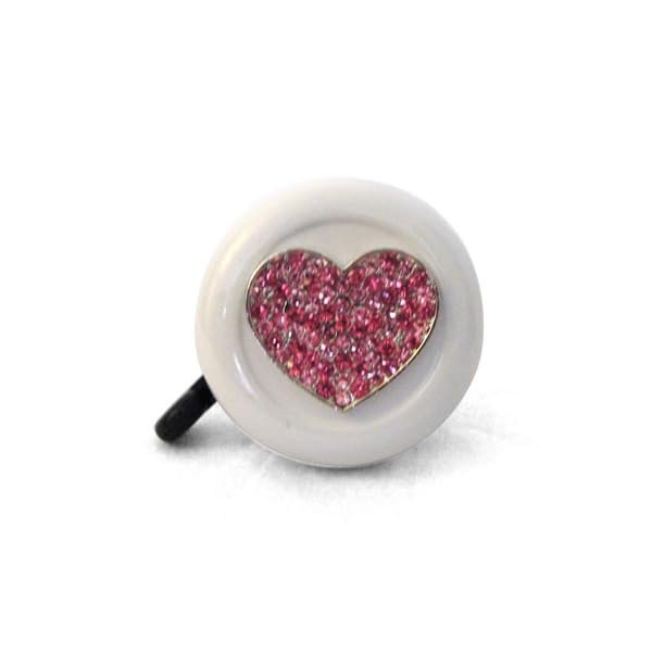 Cruiser Candy Super Bling Bicycle Bells, Rhinestone Bike Bells, Alloy Ringer for Nice Classic Bicycle Bell Ring Sound, Beach Cruiser, City Bike, Ebikes Universal Fit (Pink White Heart)