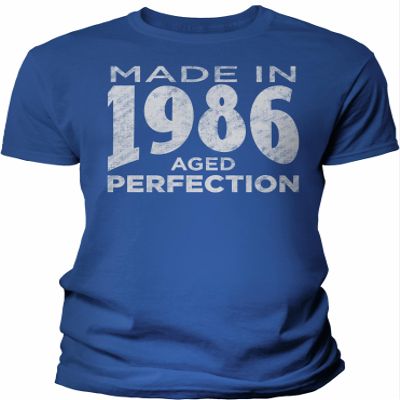 40th Birthday Gift Shirt for Men - Made in 1986 Aged to Perfection - Royal-4X