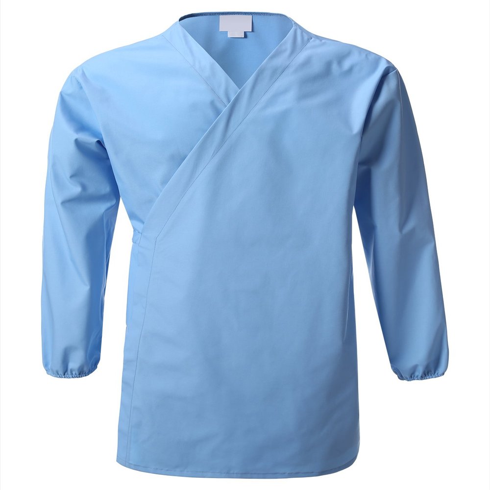 7 Encounter Unisex Multifunctional Long Sleeves Wrap Smock Light Blue Size S/M
