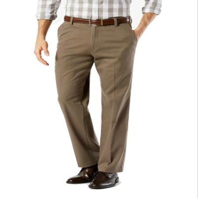 Dockers Men's Straight Fit Easy Khaki Pants, Dark Pebble, 38W x 32L