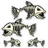 Set of 4 Skeleton Fish Vinyl Stickers (2) 3"x 8" and (2) 1.5''x 4'' Decals for Fishing Boat Tacklebox Lures Crankbait Reels Decal Sticker (4 Decal Set - 2-8" and 2-4'') view 1
