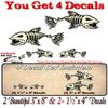 Set of 4 Skeleton Fish Vinyl Stickers (2) 3"x 8" and (2) 1.5''x 4'' Decals for Fishing Boat Tacklebox Lures Crankbait Reels Decal Sticker (4 Decal Set - 2-8" and 2-4'') view 2