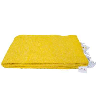 Open Road Goods Handmade Solid Color Yoga Blanket - Thick Mexican Blanket or Throw - Made for Yoga! (Yellow Blanket)