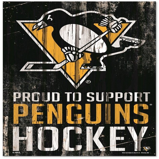 Wincraft NHL Pittsburgh Penguins SignWood Proud to Support Design, Team Color, 11x17