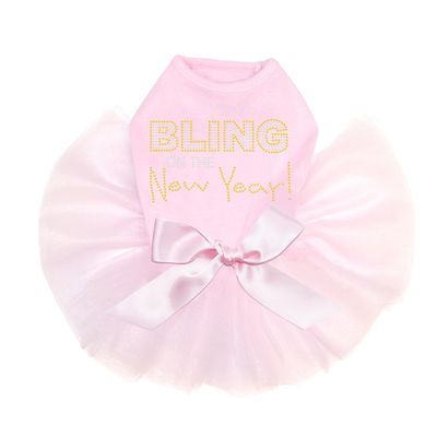 Bling on The New Year- Bling Rhinestone New Year Dog Tutu Dress, S Pink