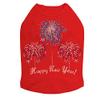 Happy New Year Fireworks - Bling Rhinestone New Year Dog Shirt, 4XL Red view 1