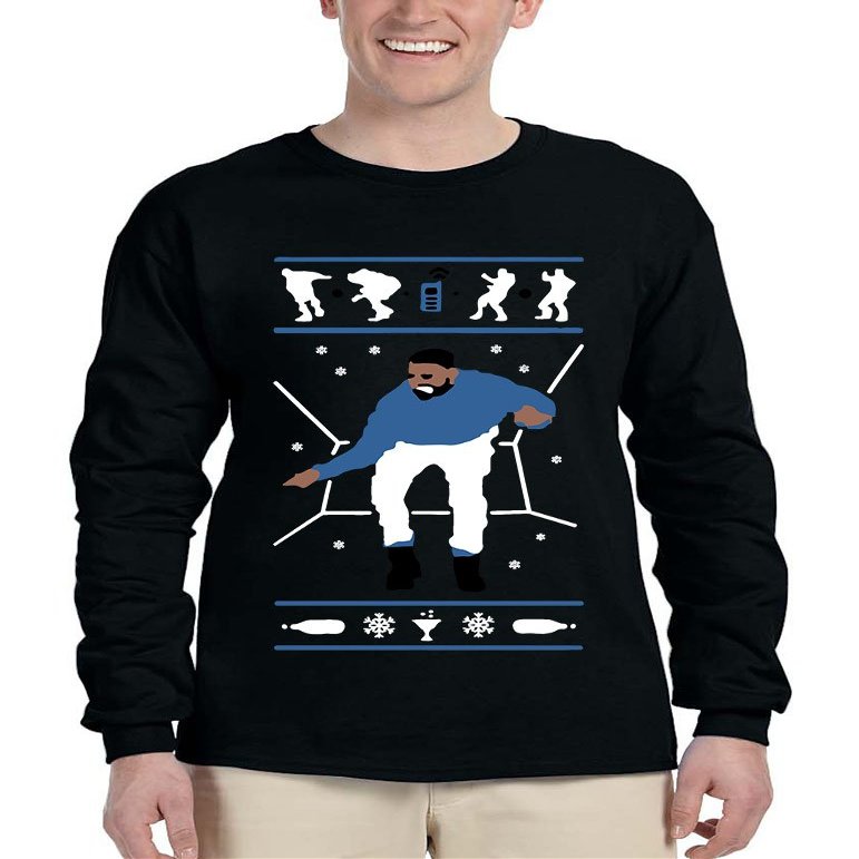ALLNTRENDS Men's Long Sleeve Hotline Bling Blue Hotline Ugly Sweater (2XL, Black)