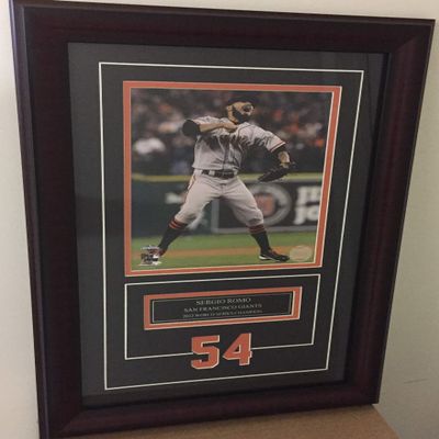 Sergio ROMO San Fransisco Giants. Deluxe Framed Picture Photo with Laser Cut Player Number SKU #2021