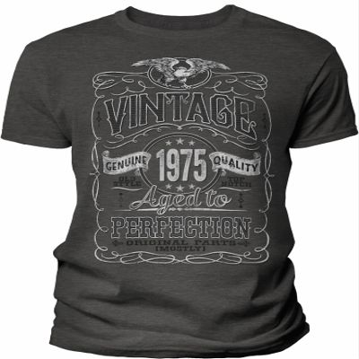51st Birthday Gift Shirt for Men - Vintage 1975 Aged to Perfection - Dk. Heather-002-4X