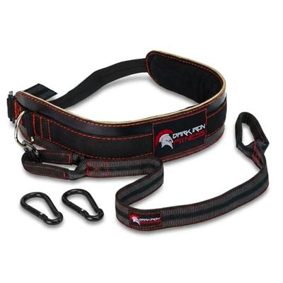 Dark Iron Fitness Dip Belt  Padded Leather Weight Lifting Belts w/ 40 Inch Strap for Squats & Pull Ups - Men & Women Weightlifting up to 270lbs