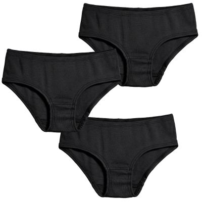 Made in USA Girls' Soft Briefs Underwear in Soft Cotton - Toddler Training Underpants Panties - Perfect for Sensitive Skins SPD Sensory Friendly Cloting 3-Pack, Black, 4