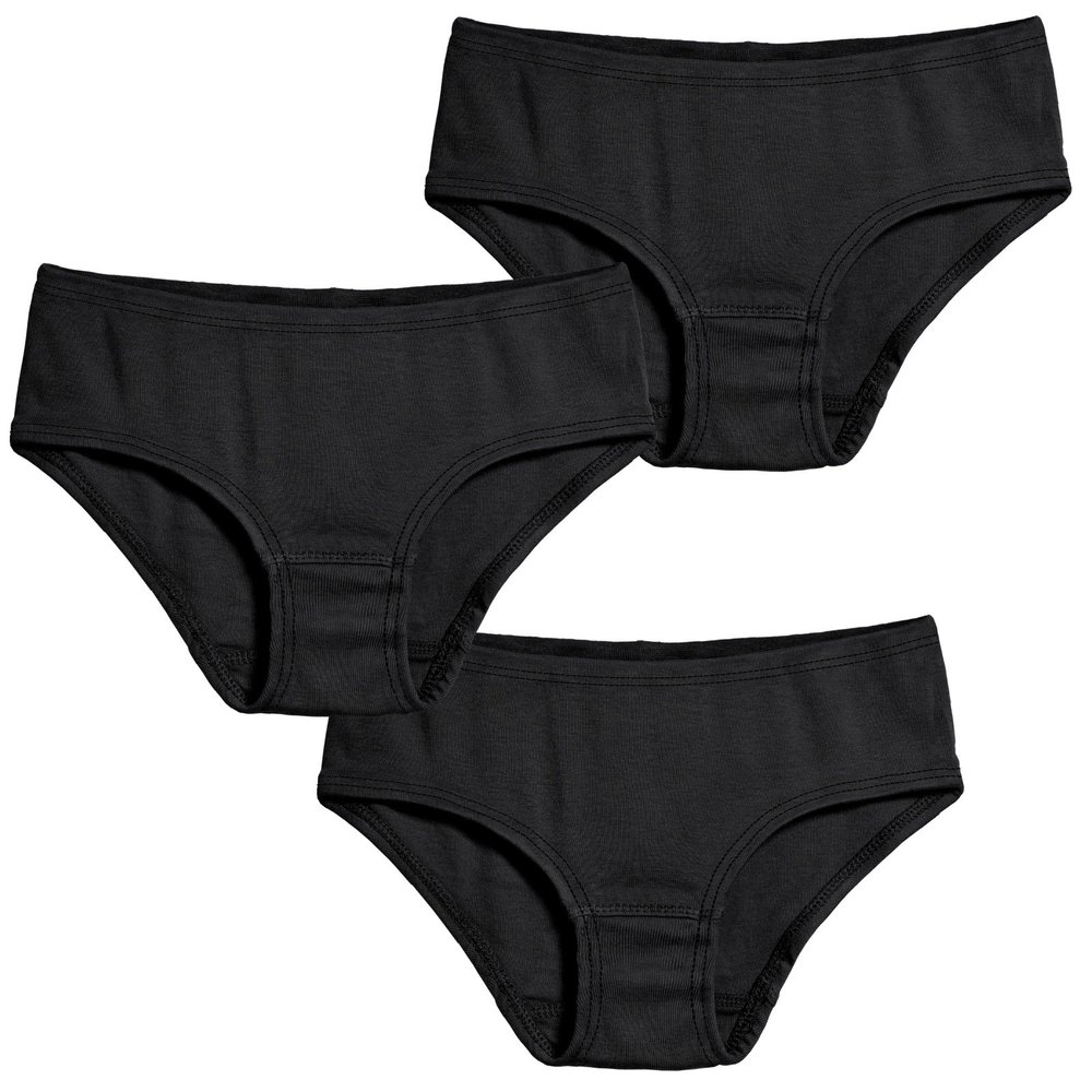 Made in USA Girls' Soft Briefs Underwear in Soft Cotton - Toddler Training Underpants Panties - Perfect for Sensitive Skins SPD Sensory Friendly Cloting 3-Pack, Black, 4
