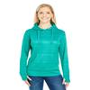 J America Ladies' Odyssey Striped Poly Fleece Lapover Hood L DYNASTY GRN STRP view 1