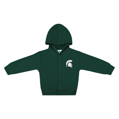 Creative Knitwear College Baby NCAA Officially Licensed Snap Hooded Jacket - Michigan State Spartans Logo - Hunter - 12 Months