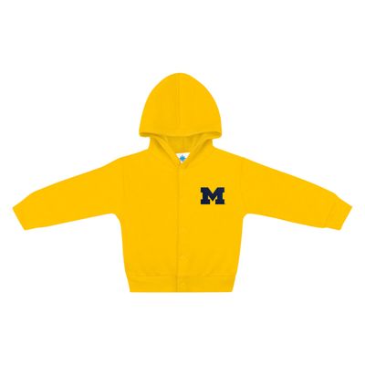College Baby NCAA Officially Licensed Snap Hooded Jacket - Michigan Wolverines Block M Logo - Gold - 3T