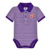 Creative Knitwear College Baby Clemson Tigers Newborn Striped Polo Bodysuit, Purple/White, for Boys & Girls, 12 Months view 1