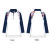 Monterey Club Women's Fountain Floral Print Block 3/4 Sleeve Zip Top #2347 (White/Navy, Large) view 2