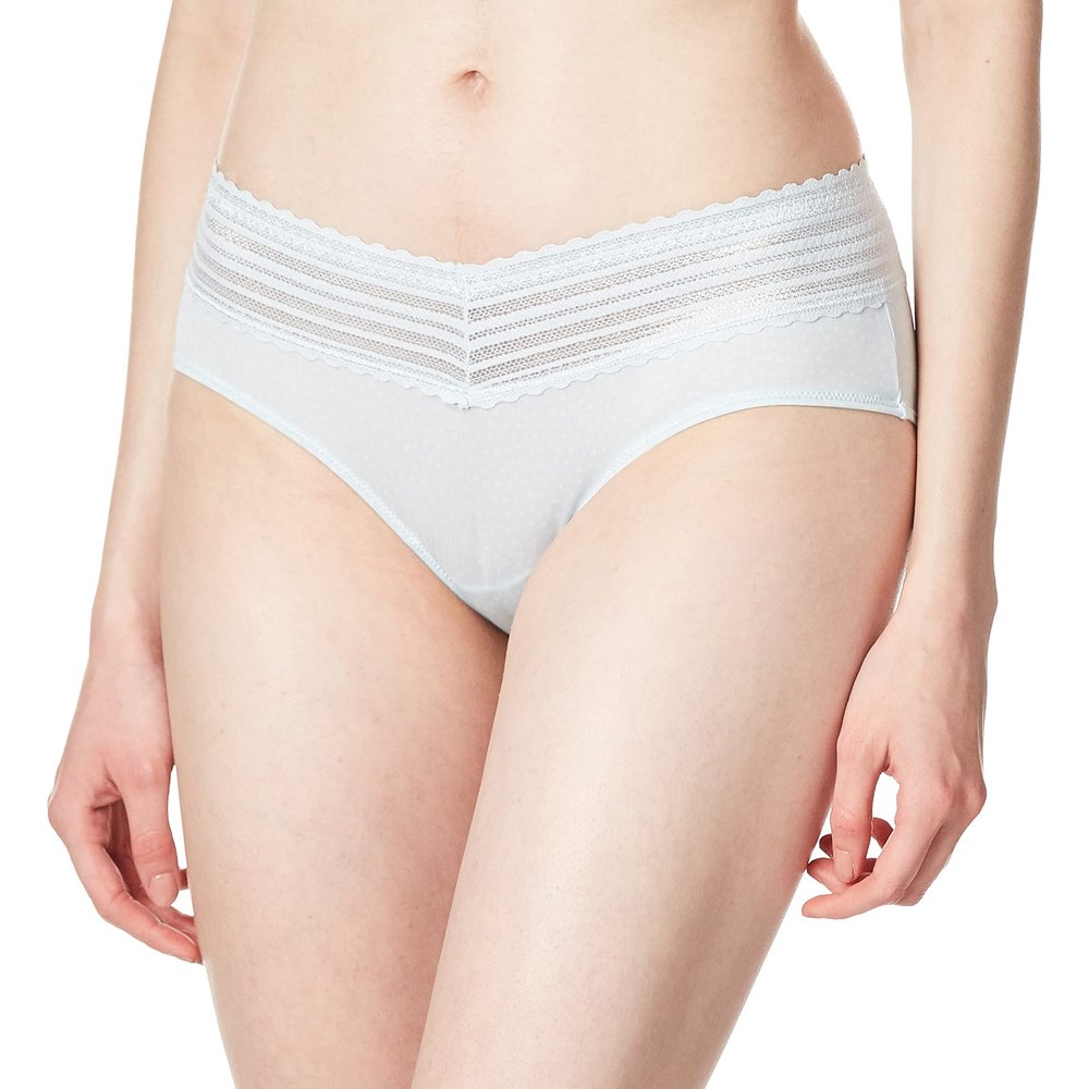 Warner's Women's No Pinching No Problems Lace Hipster Panty, Sterling Blue Dot Print, M/6