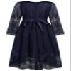 Bonny Billy Girl's Classy Embroidery Lace Maxi Flower Girl Dress 8-9 Yrs Navy Blue view 3