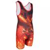 KO Sports Gear Unisex Wrestling Singlet for Adult Wrestlers - Wrestling Singlet for Men & Women - Bold Durable Uniform, Stretchy Breathable Material - Orange Phoenix, Adult X-Large view 2
