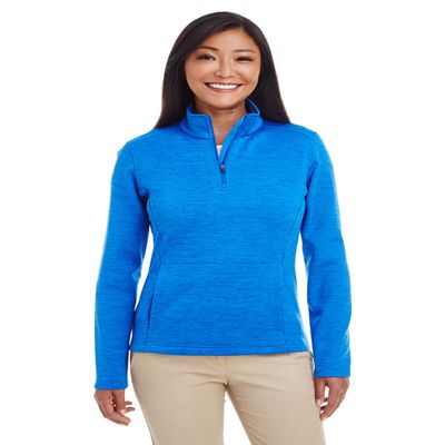 Devon & Jones Ladies' Newbury Mlange Fleece Quarter-Zip L FRENCH BLUE HTHR