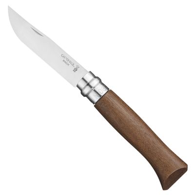 OPINEL No.06-No.09 Premium Woods, Stainless Steel Folding Pocket Knife, Made in France (No.08/Walnut)