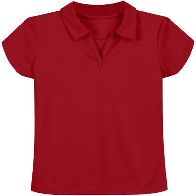 Nautica Girls School Uniform Short Sleeve Performance Polo Shirt, Red, 12 14 US