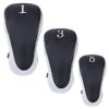 Andux Golf Club Driver Wood Head Covers with Hook & Loop Set of 3 Black/White view 2