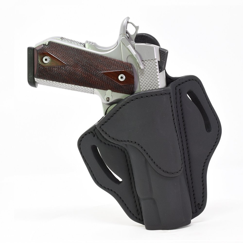 1791 Gunleather 1911 Holster, Right Hand OWB Leather Gun Holster for Belts fits All 1911 Models with 4" and 5" Barrels (Stealth Black)