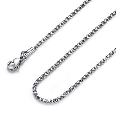 FOSIR Mens Chain Necklaces, 2mm Stainless Steel Rolo Chain Necklace for Men and Women, Silver Tone Box Chains for Men,18 Inch