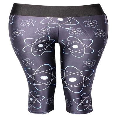Sister Amy Women's 3D Geometric Print Workout Running Capri Pants Crop Leggings Space US M